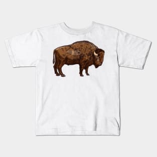 American Bison Distressed Buffalo Funny American Bison Kids T-Shirt